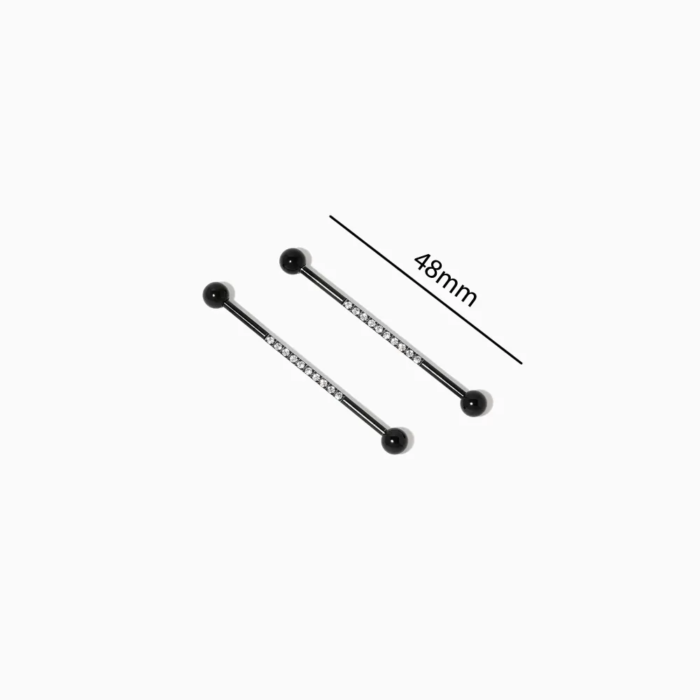 تصویر پیرسینگ استیل 304 میخی جفتی گوش مشکی