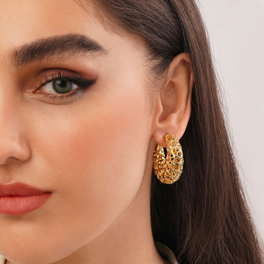 تصویر گوشواره رادیوم حلقه ای طلایی