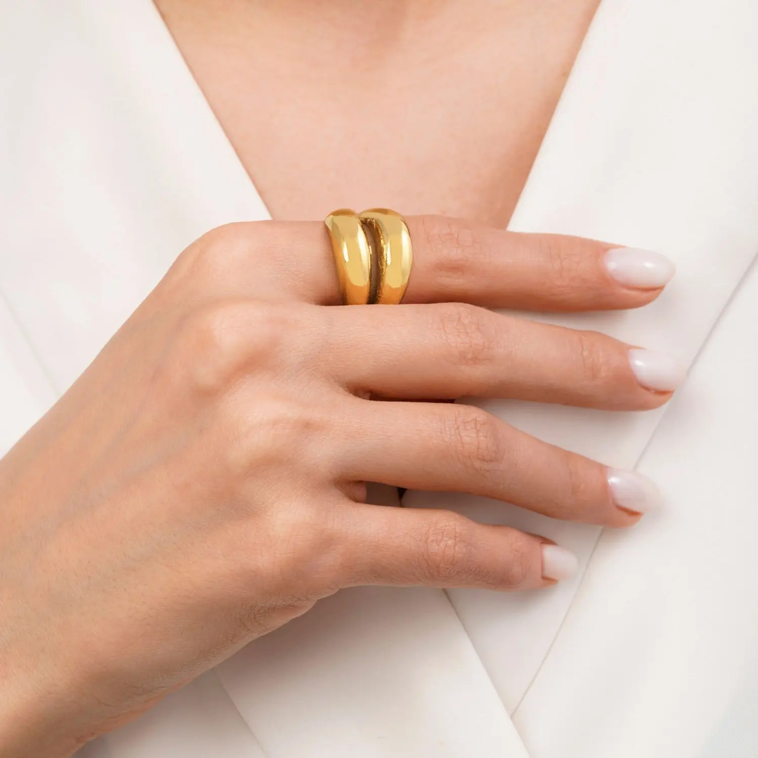 انگشتر استیل 304 طرح دار طلایی(پک 3 عددی)