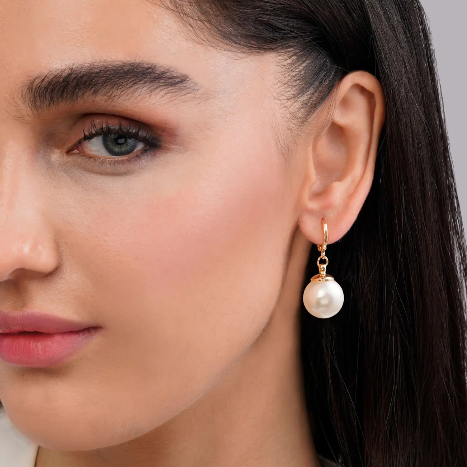 گوشواره YSX حلقه ای مرواریدی طلایی